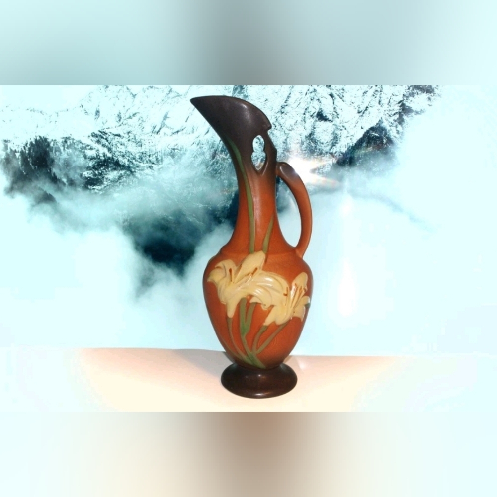 VINTAGE ROSEVILLE ZEPHYR LILY TALL PITCHER VASE 24-15 REPRODUCTION